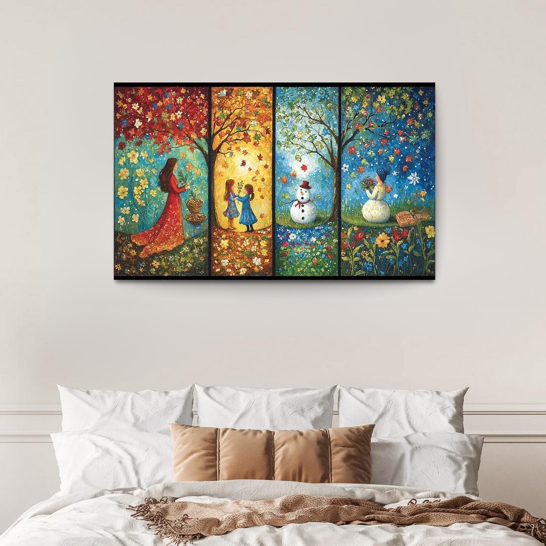 Seasons Of Growth Nurtured By A Mothers Care Custom Paintings Frame