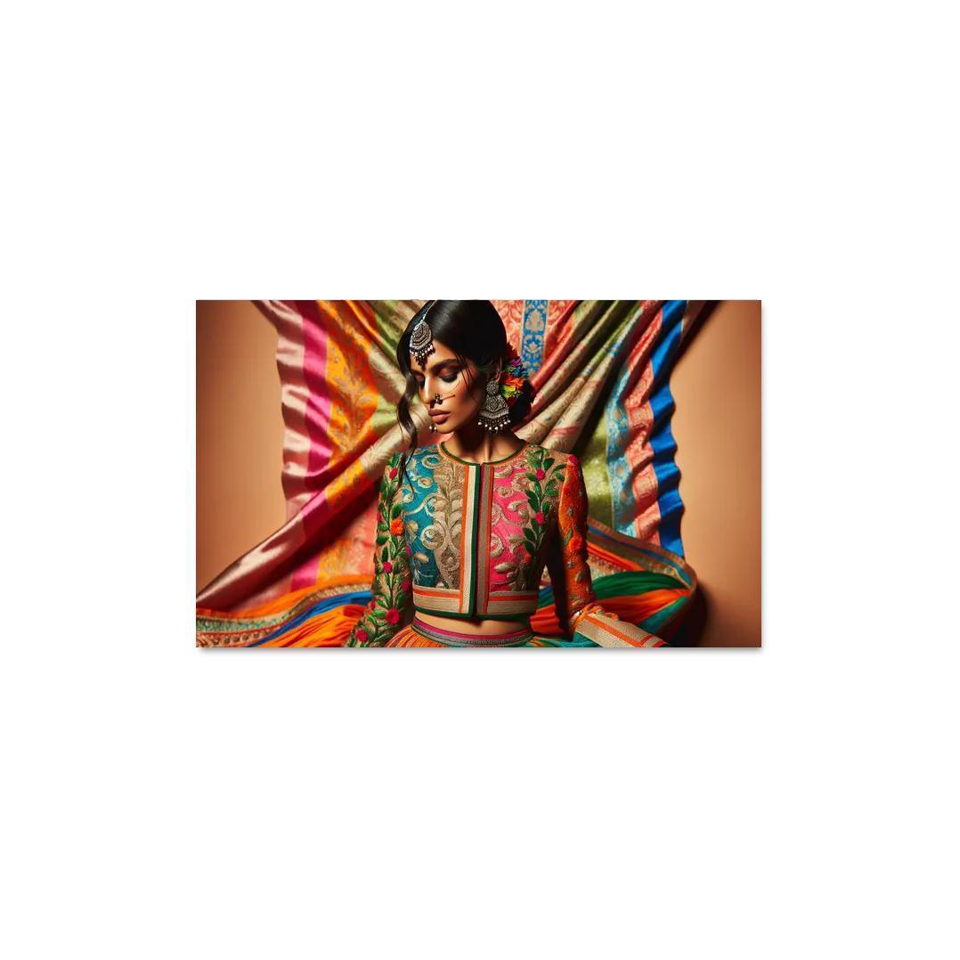 Ethnic Fusion Blending Cultures in Fashion 1 Piece HD Canvas Wall Art-Original Frame