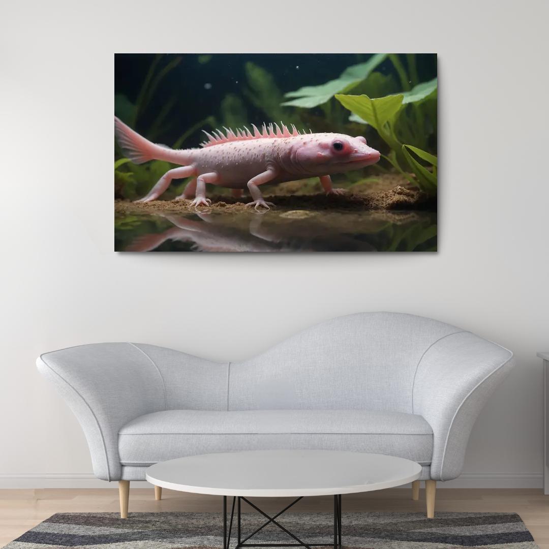 The Mysterious Axolotl The Water Monster Of Mexico Canvas Paintings Frame