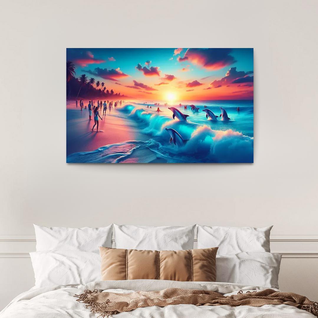 Cerulean Bliss Sunset And Wildlife Watching Premium Artwork Frames