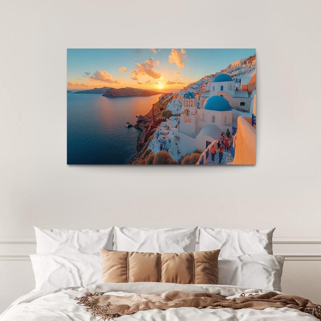 Santorini's Oia Village Abstract Paintings Frame