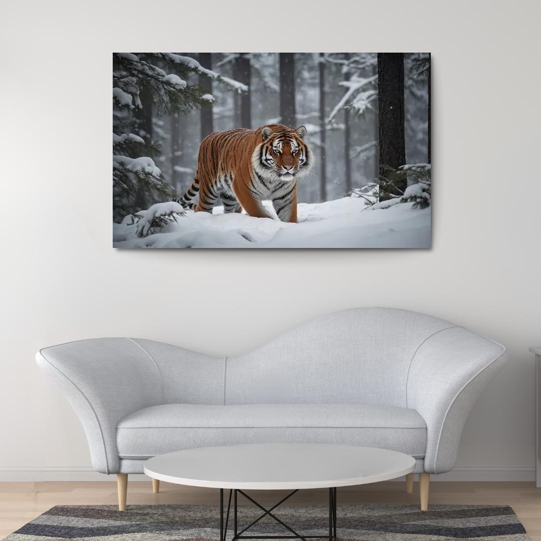 The Powerful Siberian Tiger The Forest's Ghost Canvas Paintings Frame