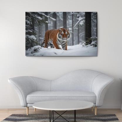 The Powerful Siberian Tiger The Forest's Ghost Canvas Paintings Frame