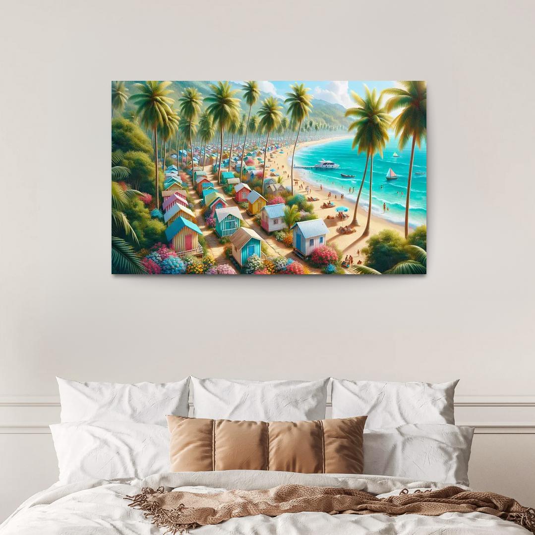 Tropical Escape Beachside Cabana Retreat Modern Paintings Frame