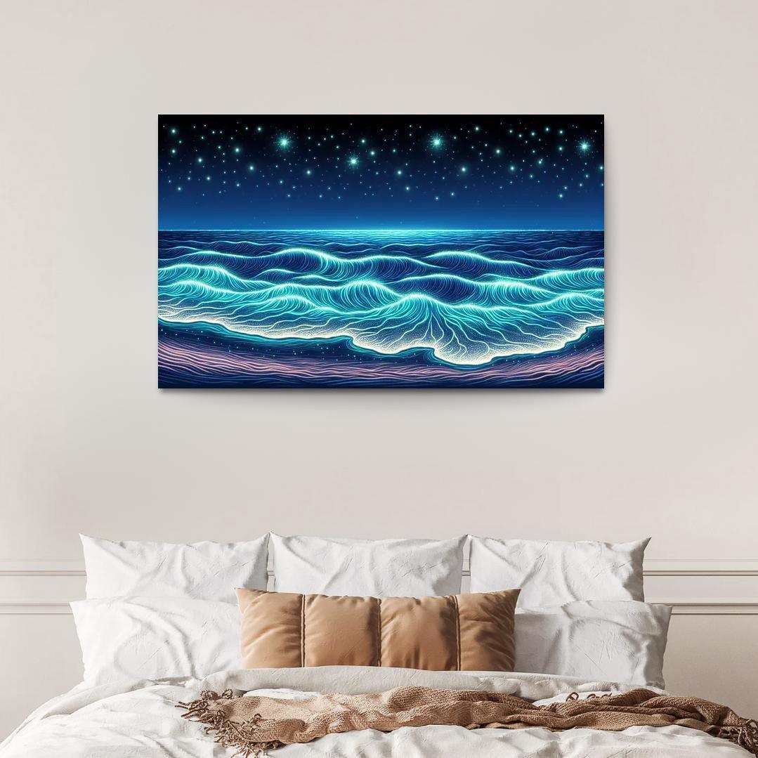 Glowing Waters Nighttime Enchantment Custom Paintings Frame