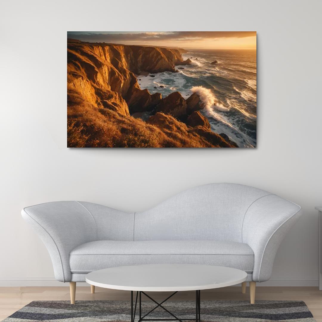 The Tranquility Of Windswept Cliffs Oil Paintings Frame