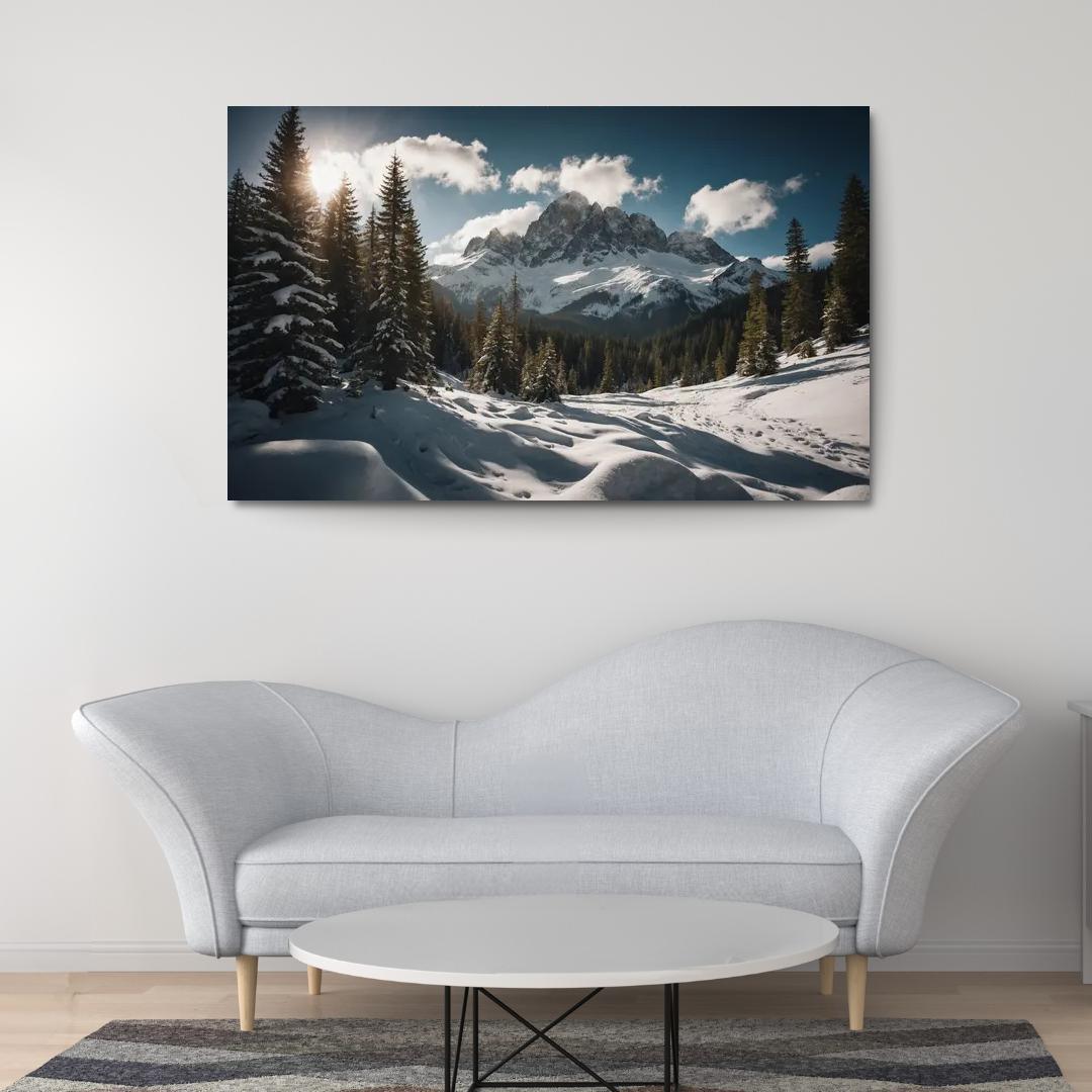 The Serene Peaks Of Snowy Mountain Range Multi-panel Paintings