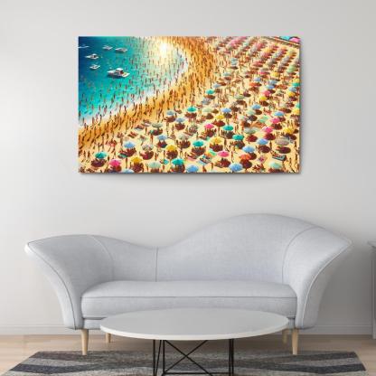 Sunny Isle Vibrant Beach Party Hub Premium Artwork Frames