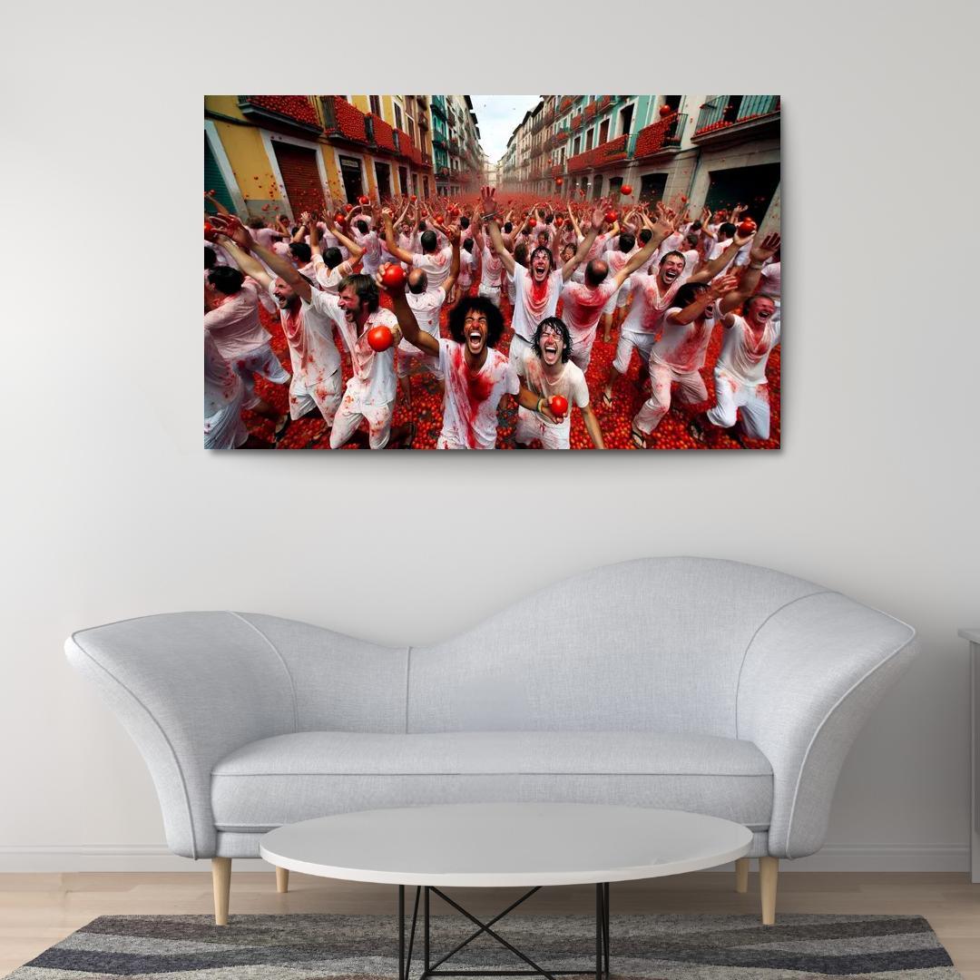 La Tomatina - Spain Modern Paintings Frame