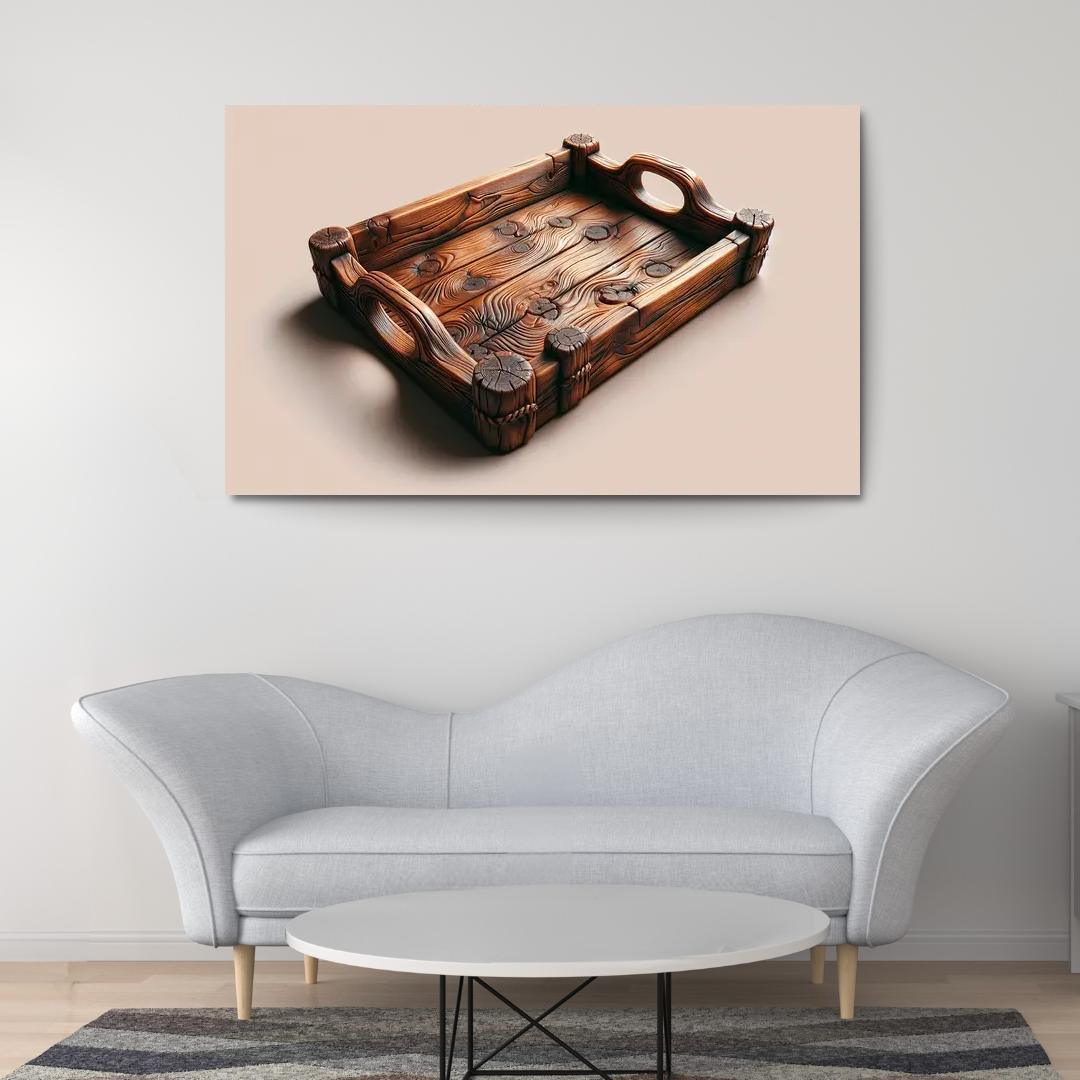 Rustic Wooden Tray with Handles 1 Piece HD Canvas Wall Art-Original Frame