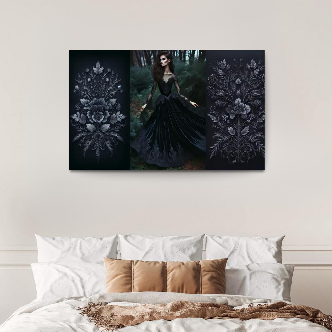 Gothic Romance Dark Elegance 1 Piece HD Canvas Wall Art-Original Frame