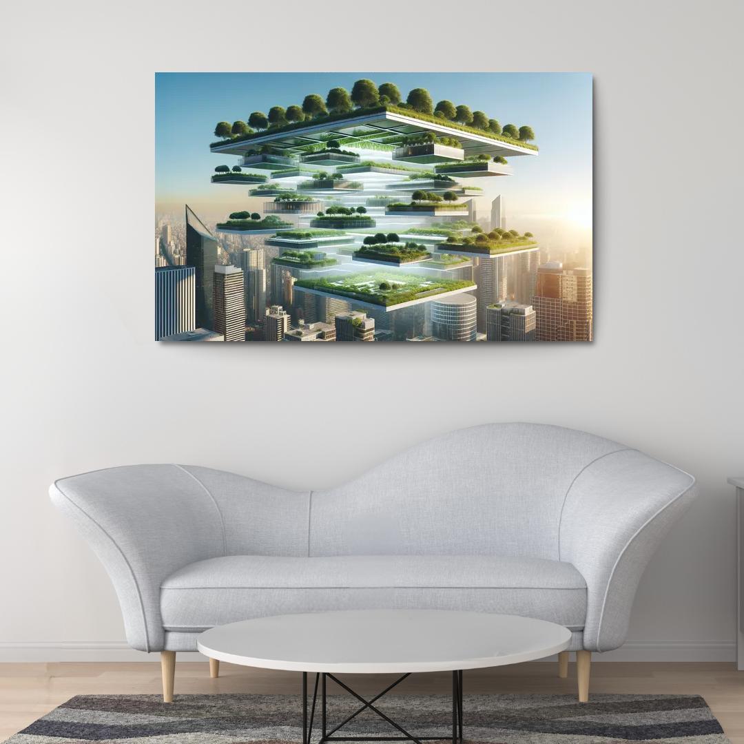 Floating Terraces 1 Piece HD Canvas Wall Art-Original Frame