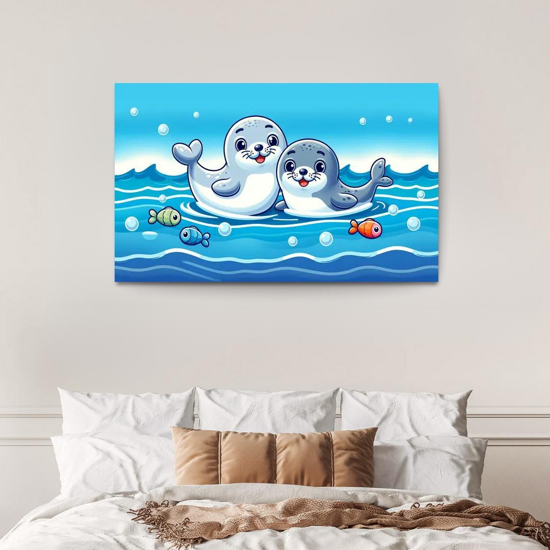 Silly Seals - Ocean Companions Framed Paintings