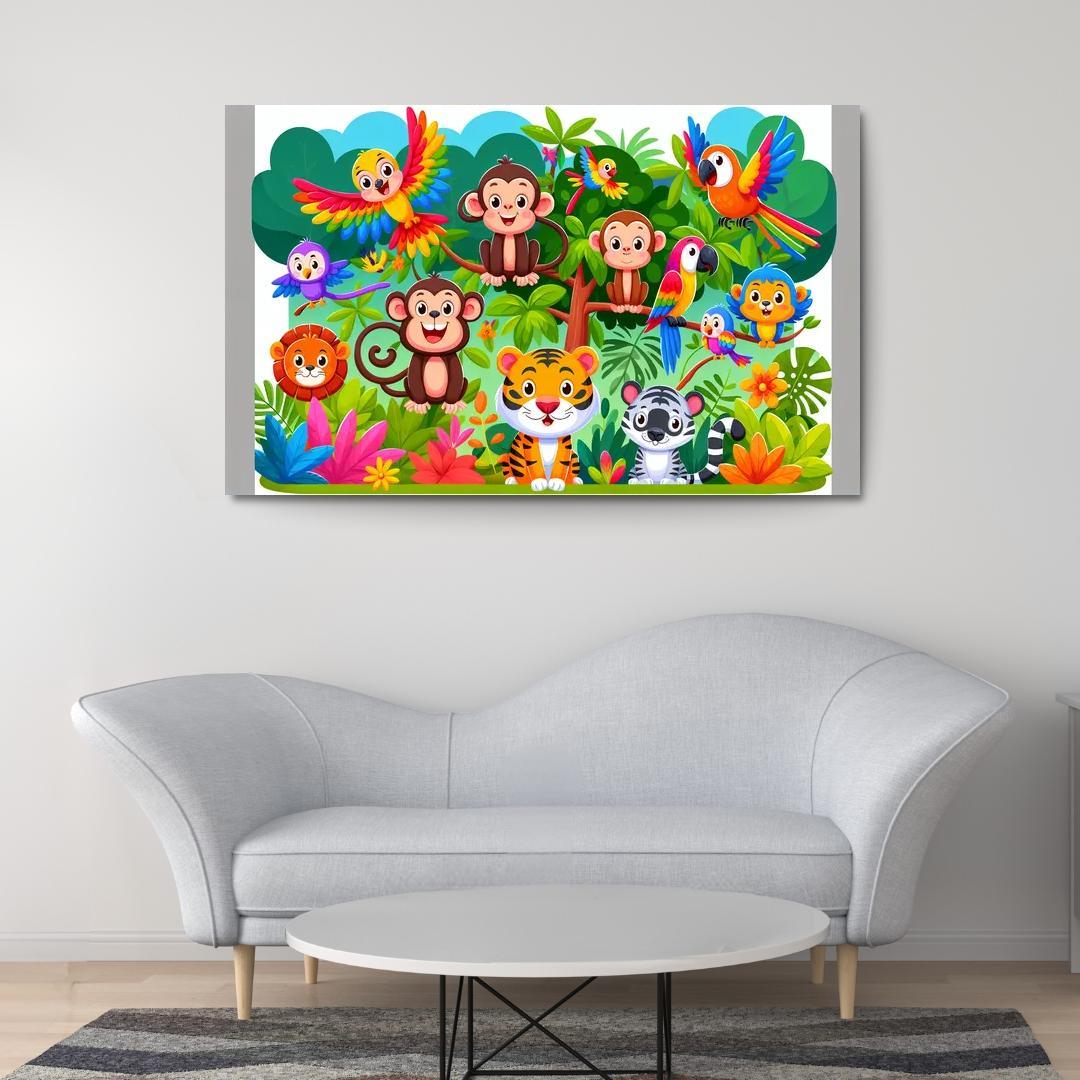 Jolly Jungle - Animal Adventure Framed Paintings