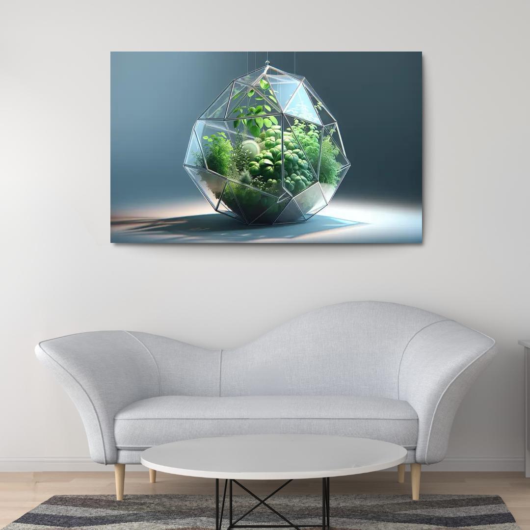 Sculptural Glass Terrarium 1 Piece HD Canvas Wall Art-Original Frame