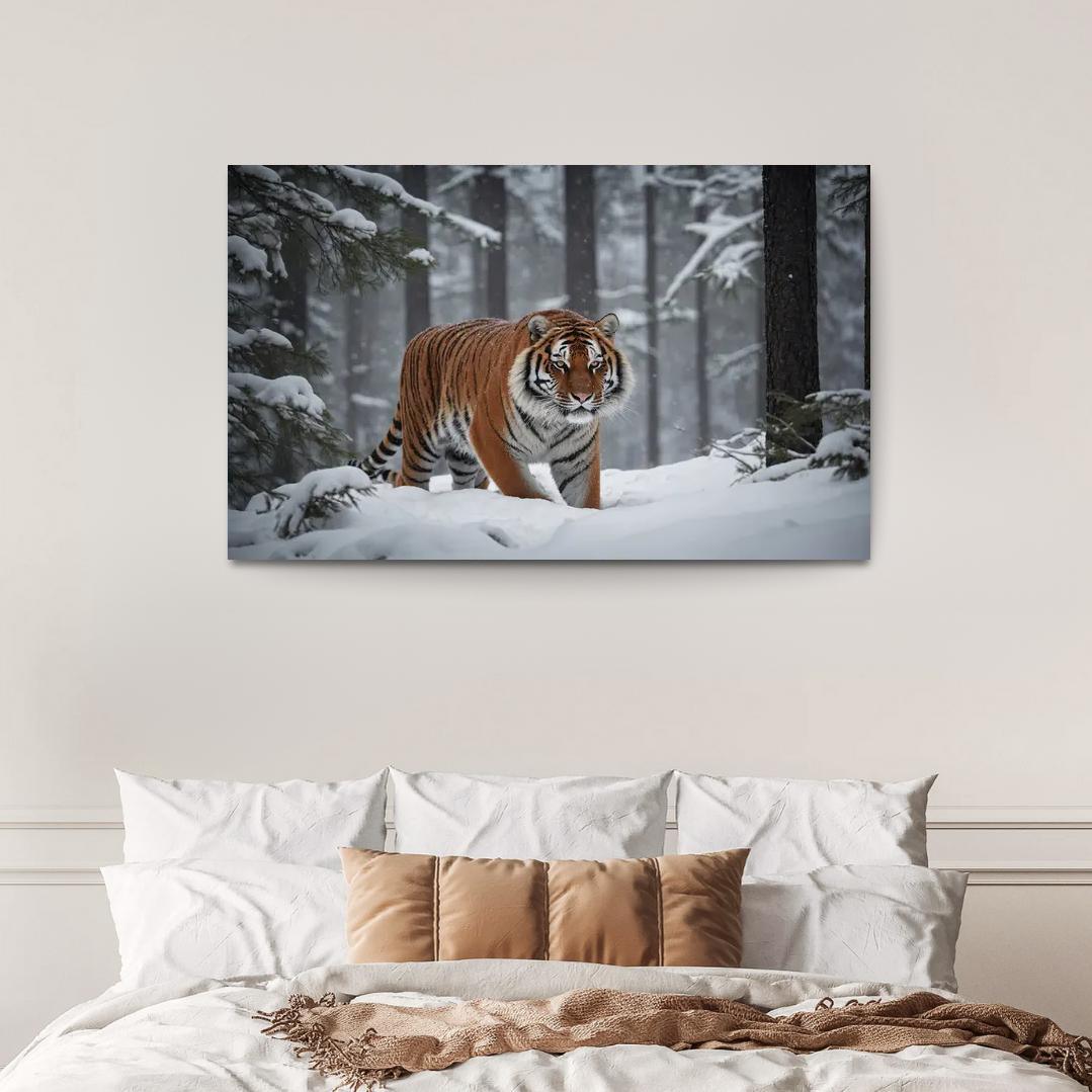 The Powerful Siberian Tiger The Forest's Ghost Canvas Paintings Frame