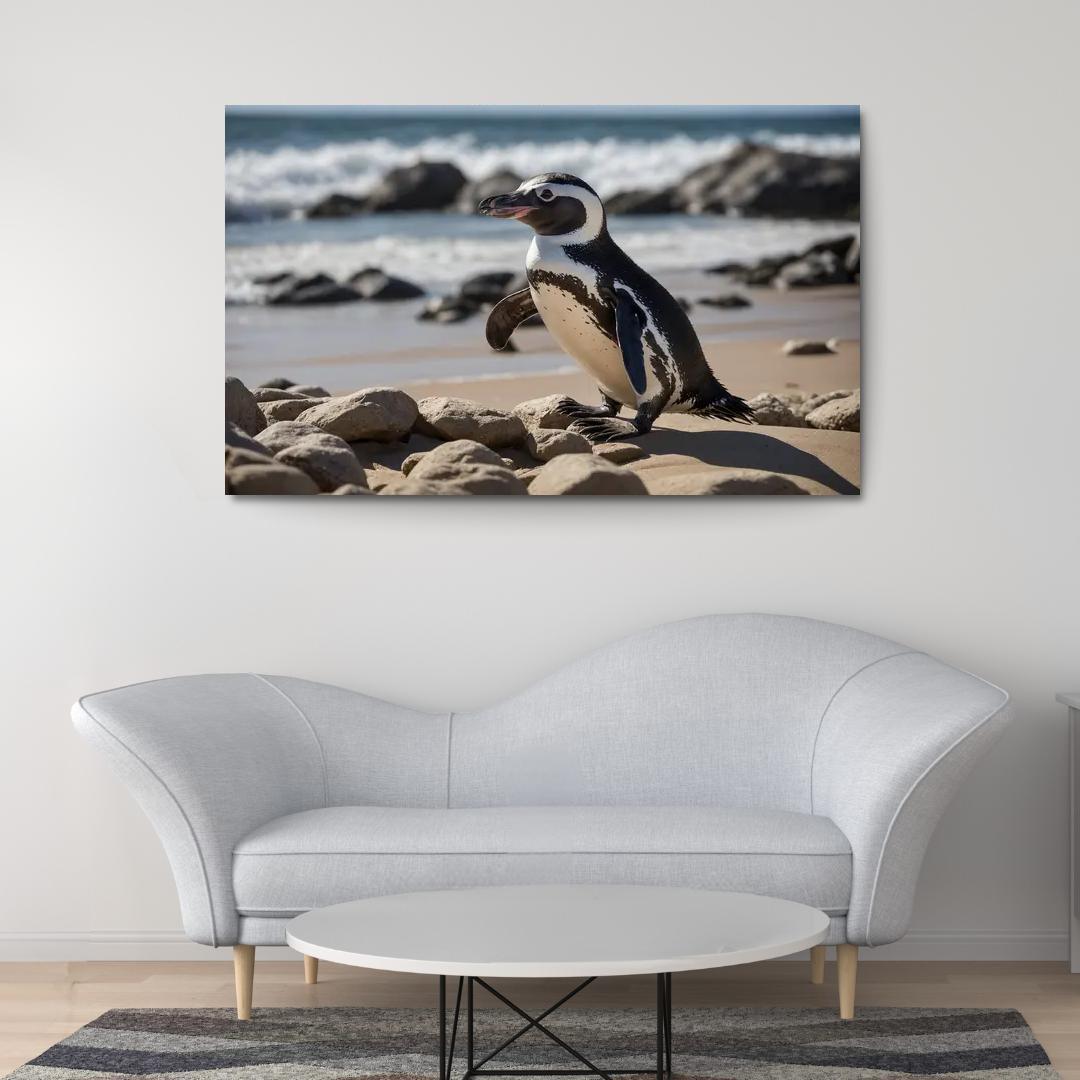 The Magnificent African Penguin The Black-footed Wonder Oil Paintings Frame
