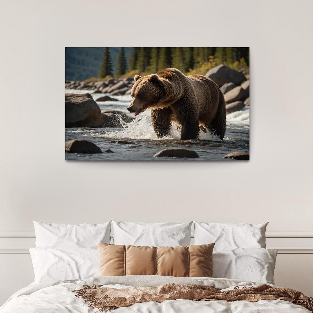 The Powerful Grizzly Bear Apex Predator Of The North Modern Paintings Frame