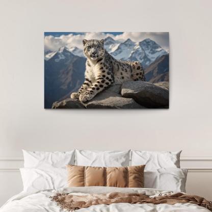 The Elusive Snow Leopard Ghost Of The Mountains Modern Paintings Frame