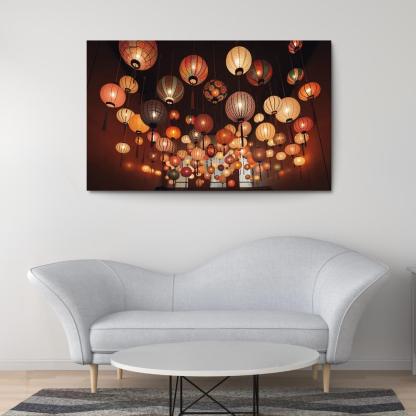 Whimsical Paper Lanterns 1 Piece HD Canvas Wall Art-Original Frame
