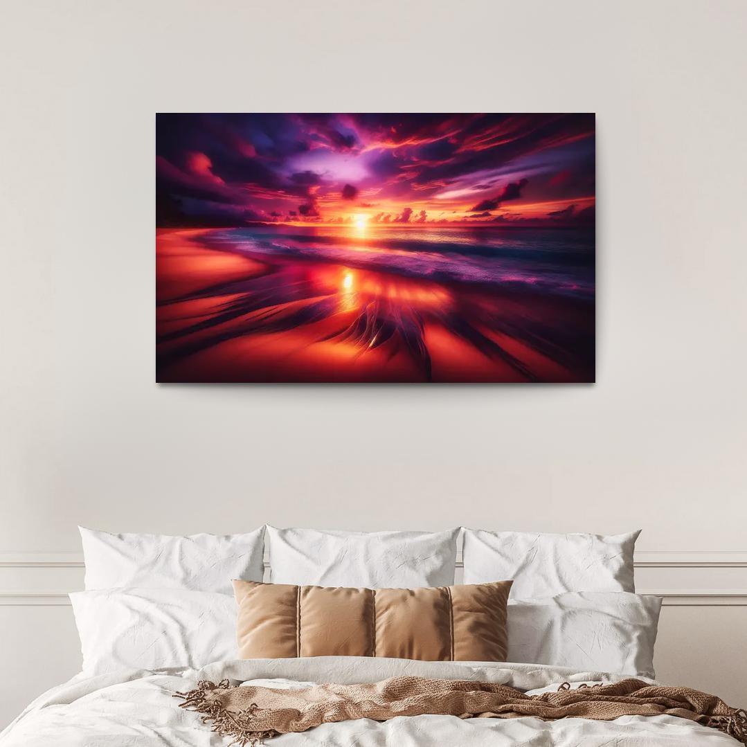 Sunset Viewpoint Beach Modern Paintings Frame