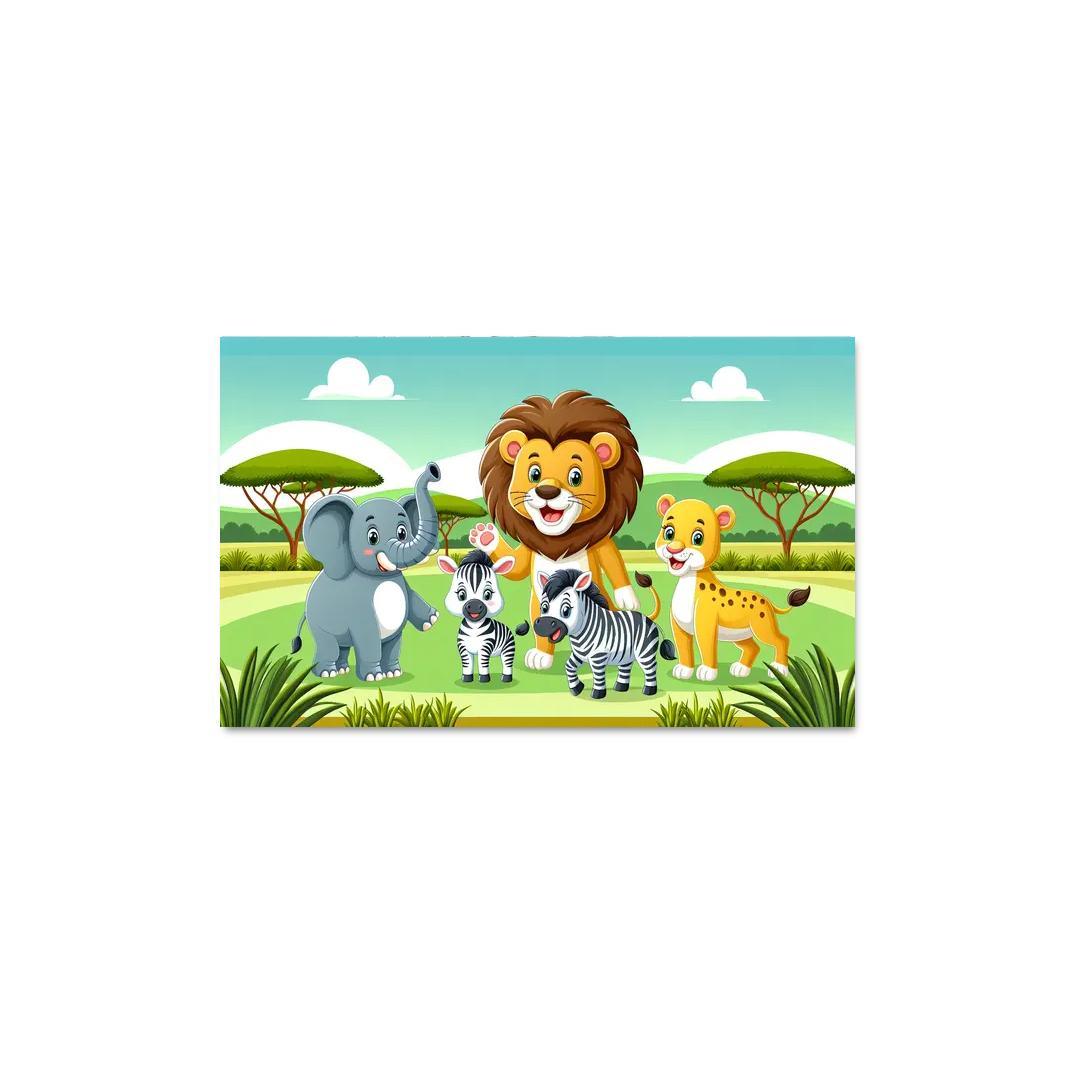 Adventure with Adventurous Animals 1 Piece HD Canvas Wall Art-Original Frame