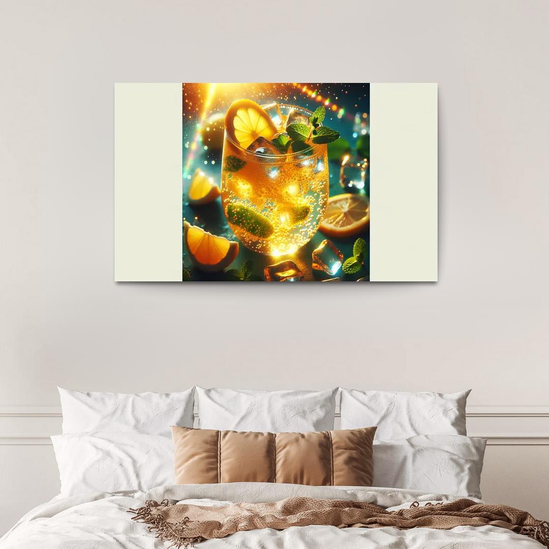 Golden Turmeric Ginger Lemonade 1 Piece HD Canvas Wall Art-Original Frame