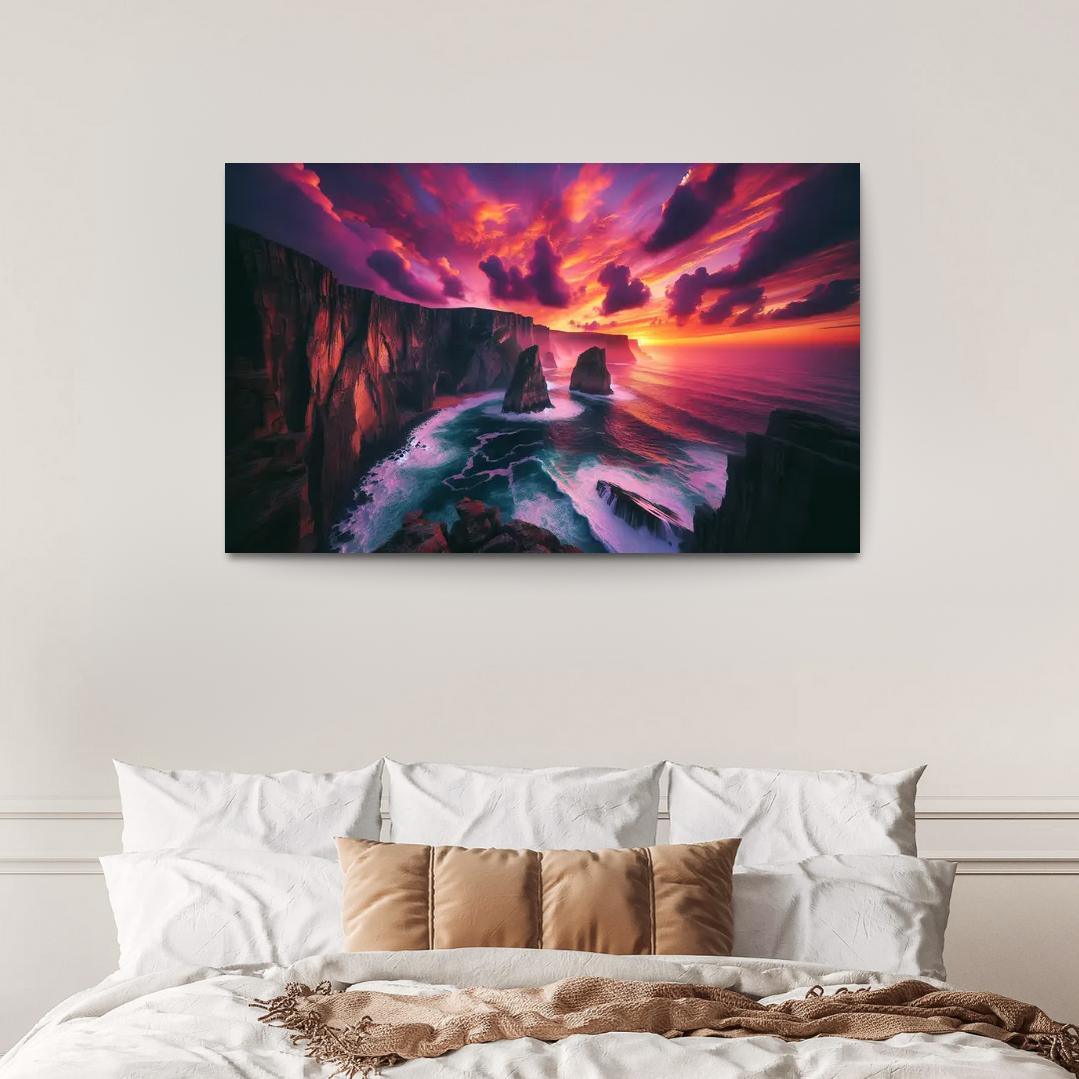 Sunset Cliffs Dramatic Coastal Views Oil Paintings Frame