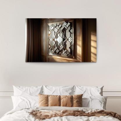 Art Deco Mirror with Geometric Design 1 Piece HD Canvas Wall Art-Original Frame