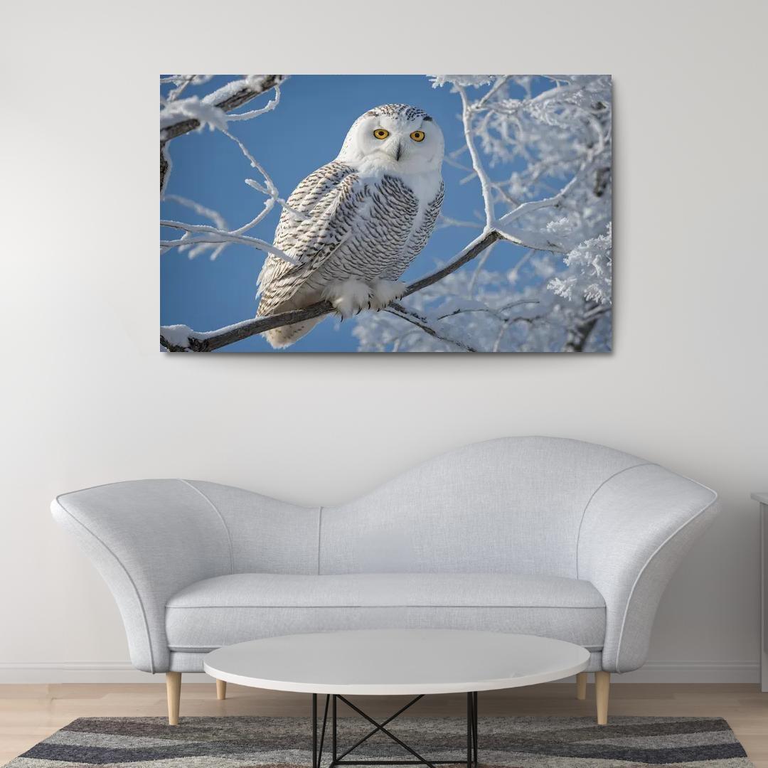 The Enchanting Snowy Owl In The Arctic Canvas Paintings Frame