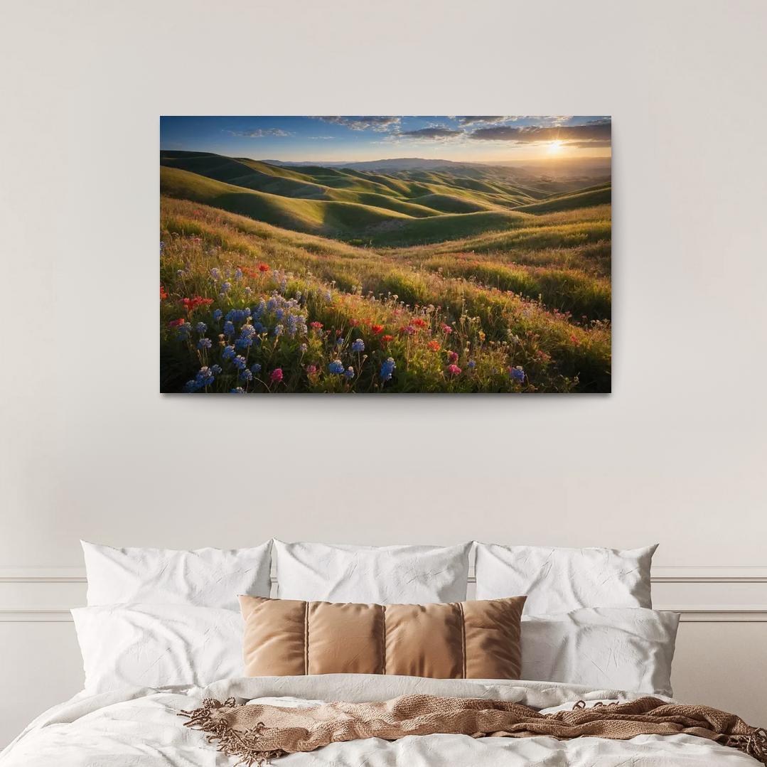 The Colorful Embrace Of Flowering Hillsides Multi-panel Paintings