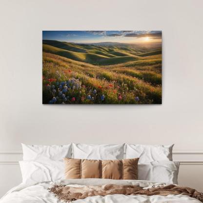 The Colorful Embrace Of Flowering Hillsides Multi-panel Paintings