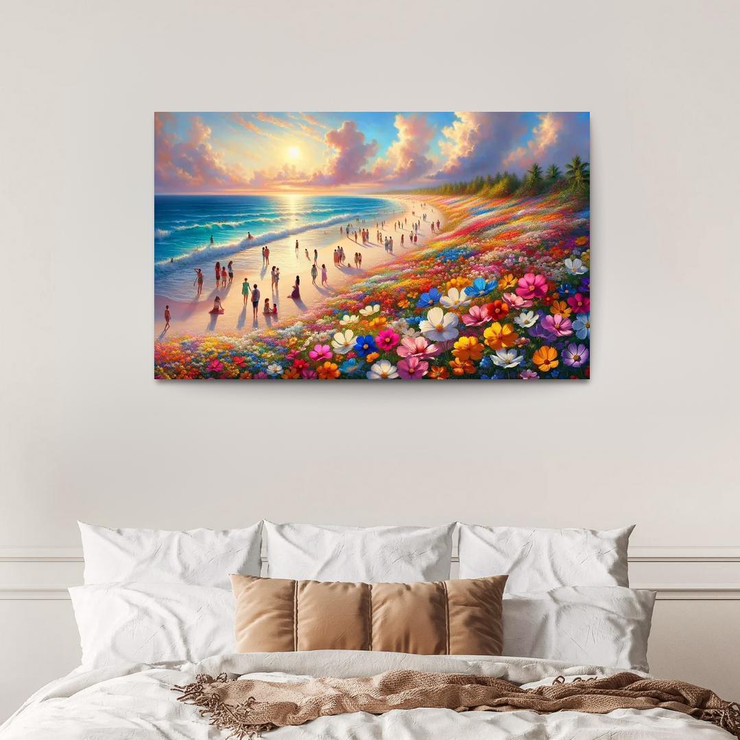 Wildflower Beach Natural Flora Haven Oil Paintings Frame