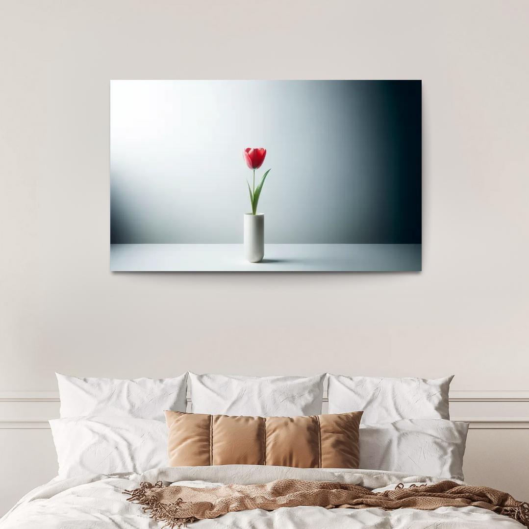 Botanical Minimalism A Single Stem Elegance 1 Piece HD Canvas Wall Art-Original Frame