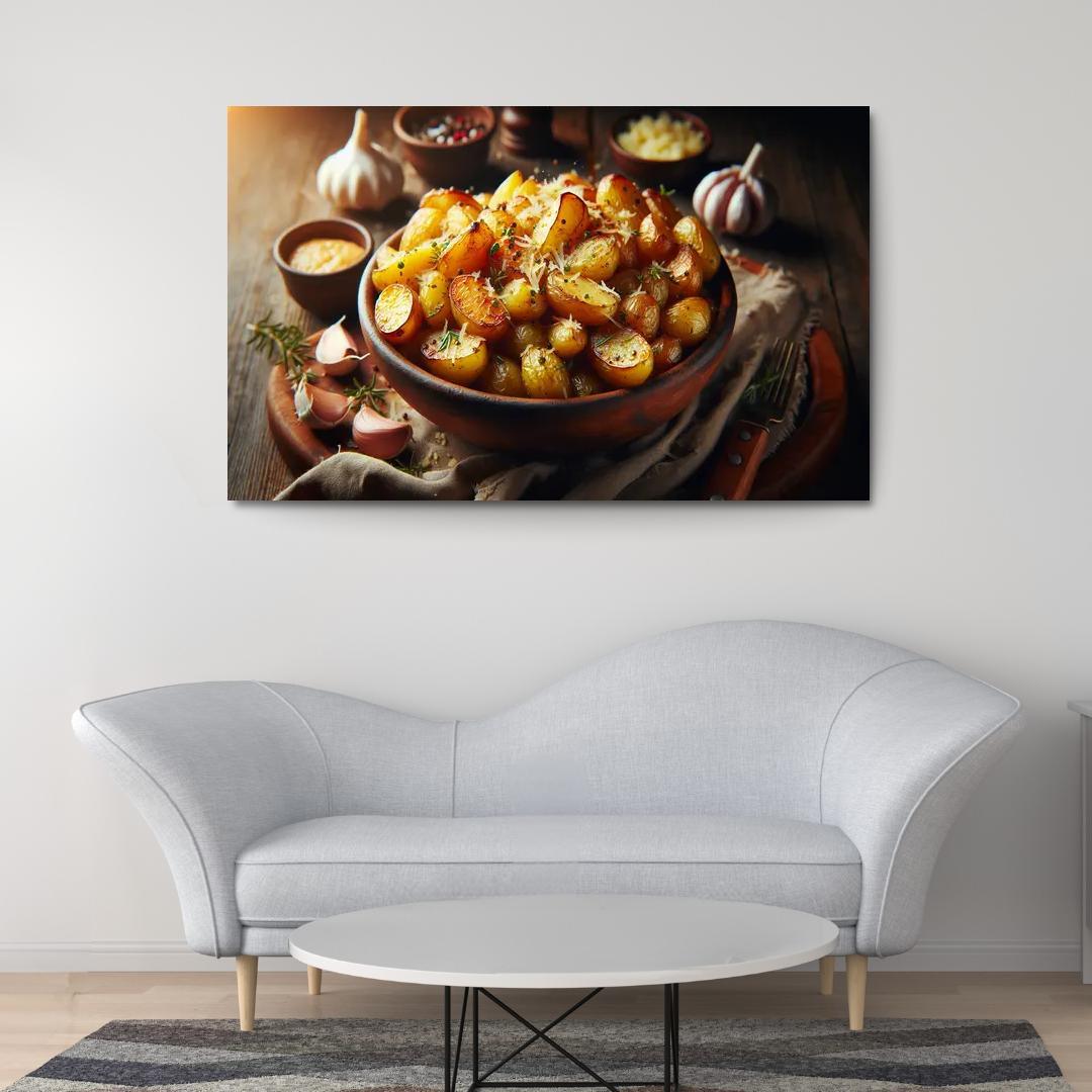 Herbed Garlic Parmesan Roasted Potatoes 1 Piece HD Canvas Wall Art-Original Frame