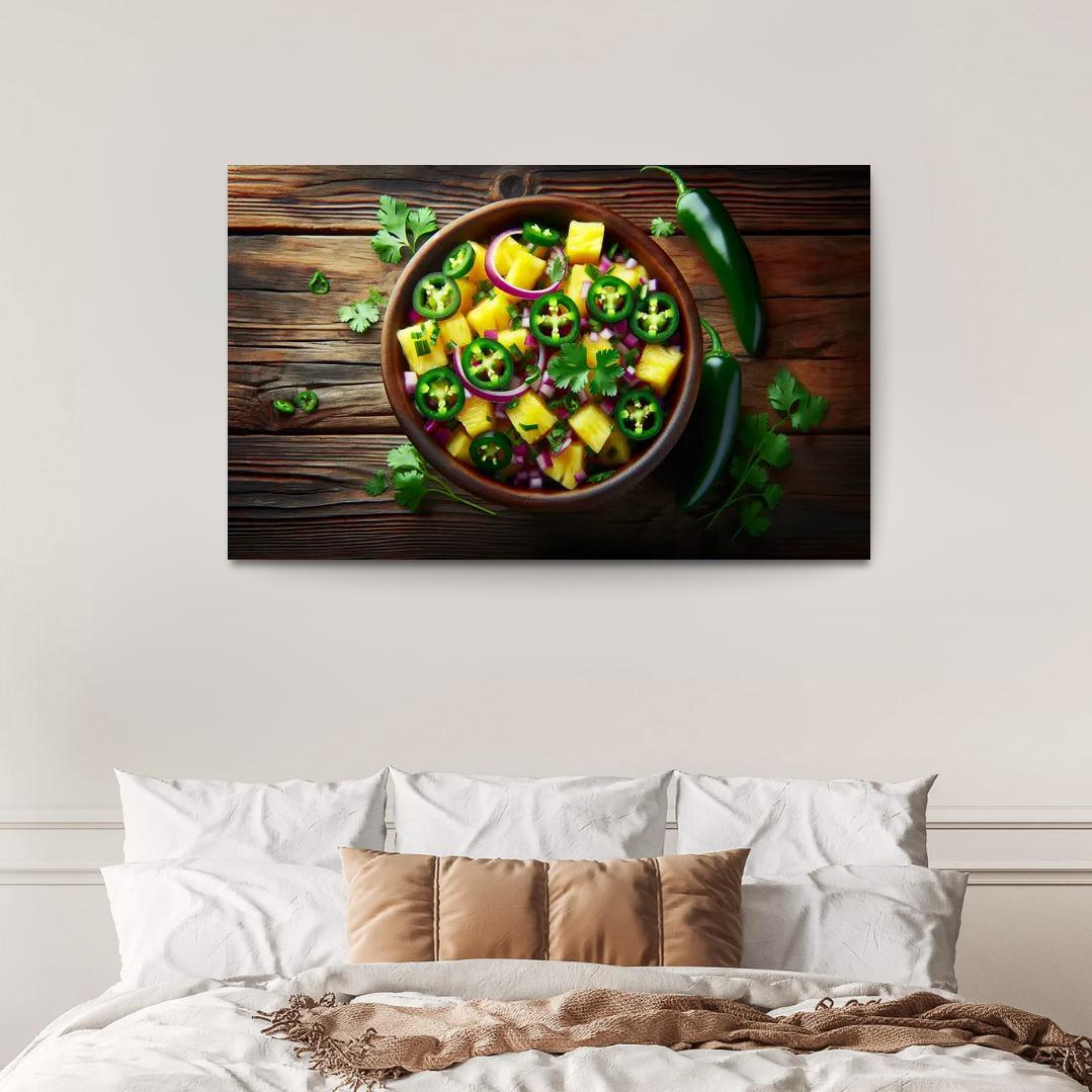 Spicy Pineapple Salsa 1 Piece HD Canvas Wall Art-Original Frame