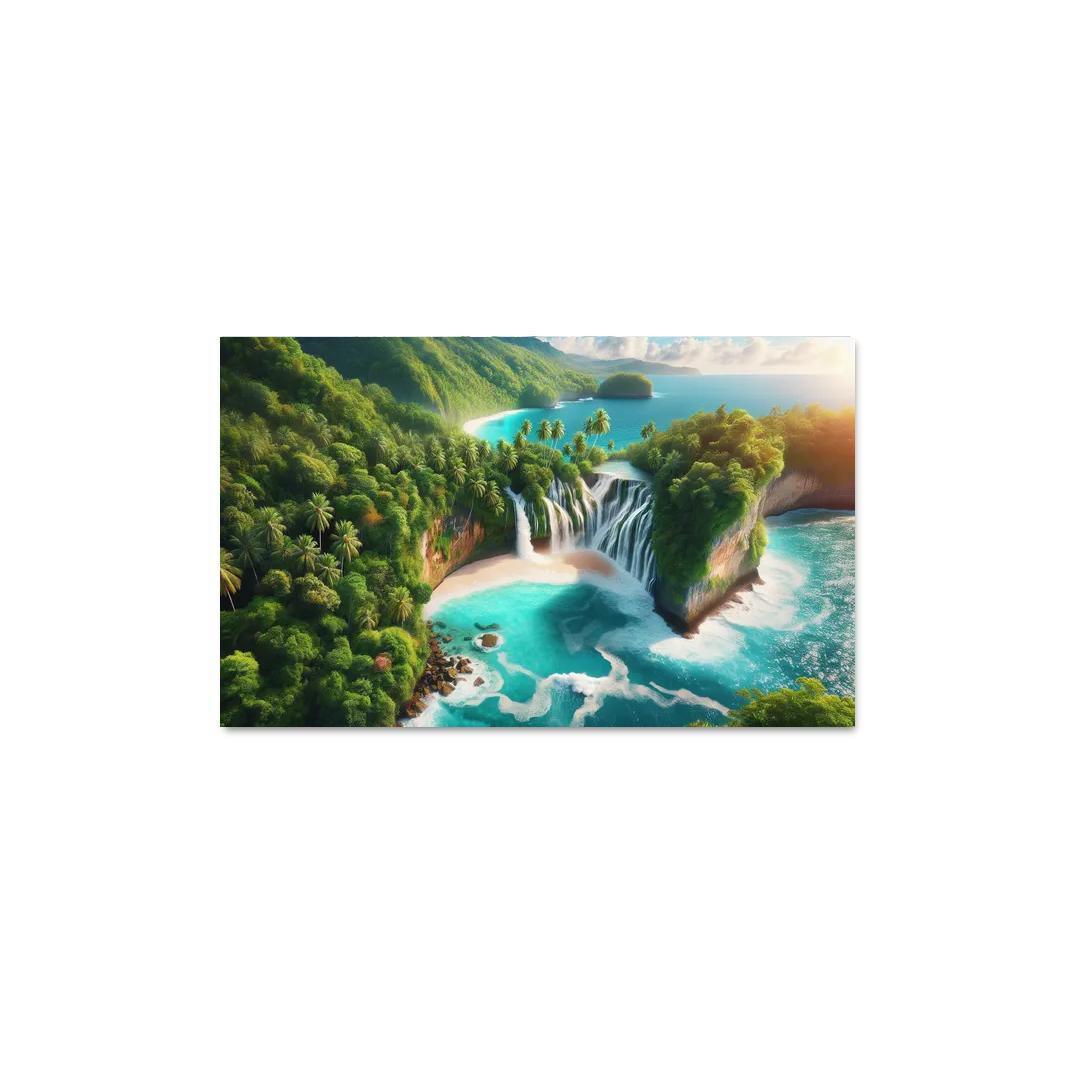 Cascading Waterfall Beach Custom Paintings Frame