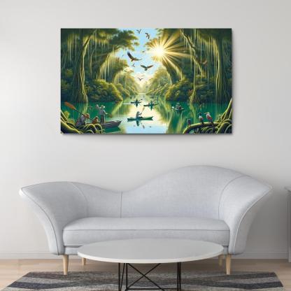Mystic Waters Lagoon Adventure Abstract Paintings Frame