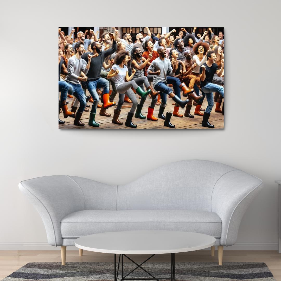 Gumboot Dance The Rhythmic Voice Of South Africa Modern Paintings Frame