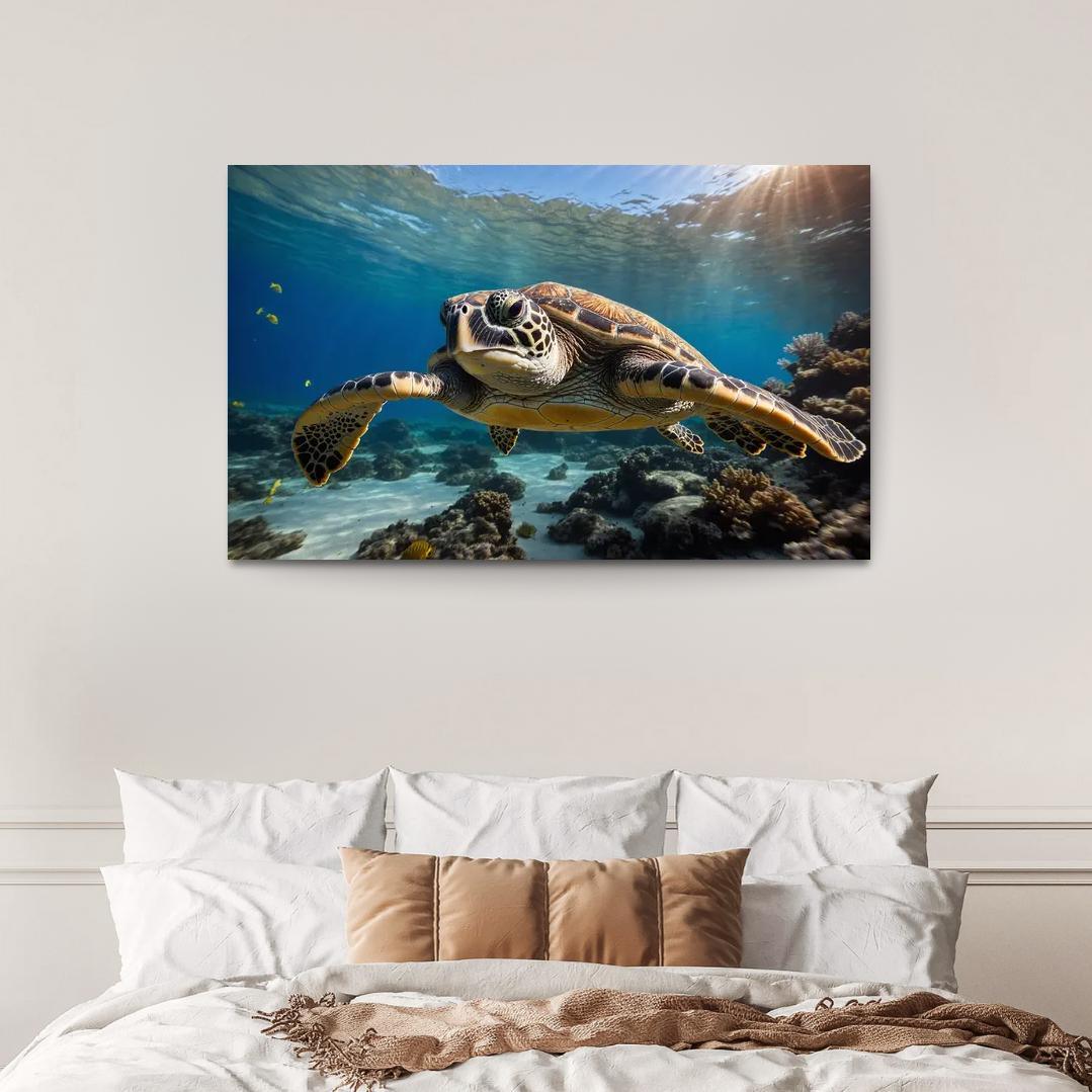 The Graceful Sea Turtle Ancient Traveler Of The Oceans Modern Paintings Frame