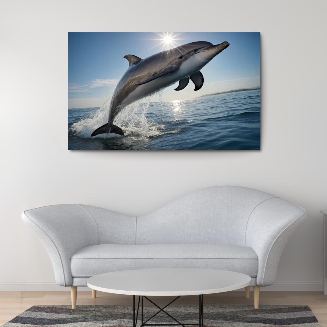 The Playful Bottlenose Dolphin In Coastal Waters Canvas Paintings Frame