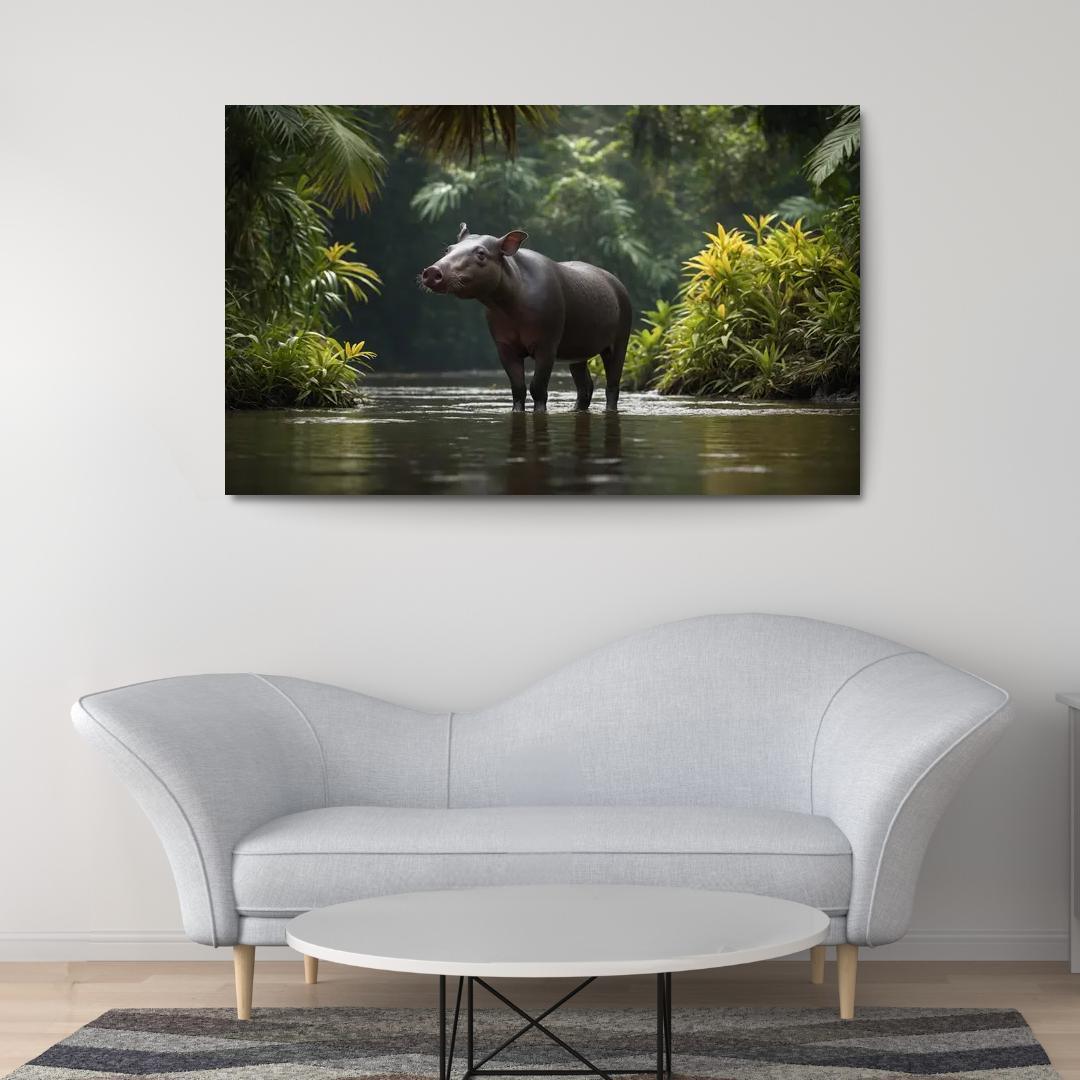 The Playful Baird's Tapir In The Rainforest Framed Paintings