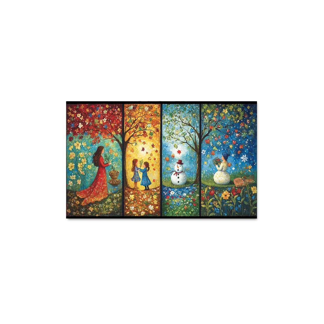 Seasons Of Growth Nurtured By A Mothers Care Custom Paintings Frame