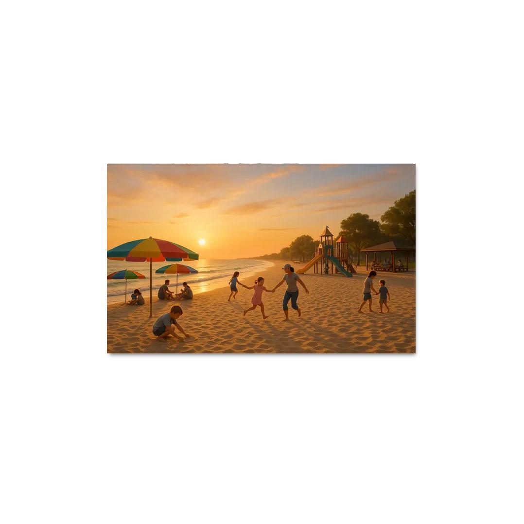 Sunrise Beach Calm And Family Friendly Custom Paintings Frame