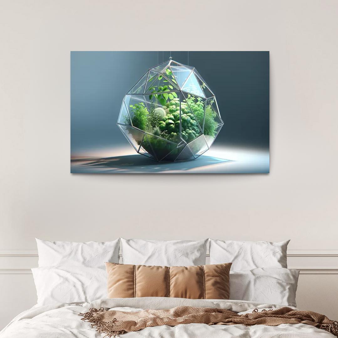 Sculptural Glass Terrarium 1 Piece HD Canvas Wall Art-Original Frame