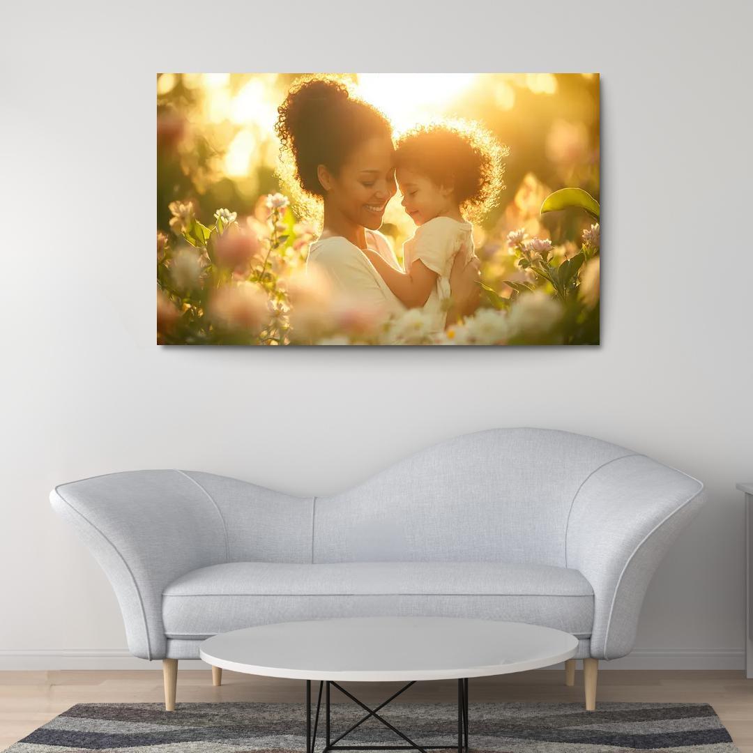 A Mothers Embrace The Essence Of Safety Custom Paintings Frame