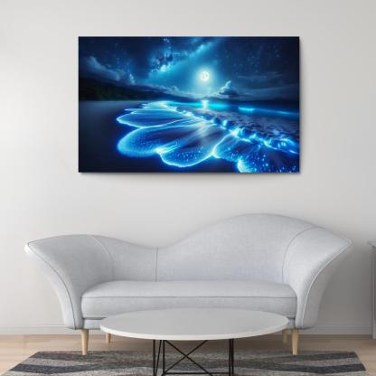 Mystic Moonlight Beach Modern Paintings Frame