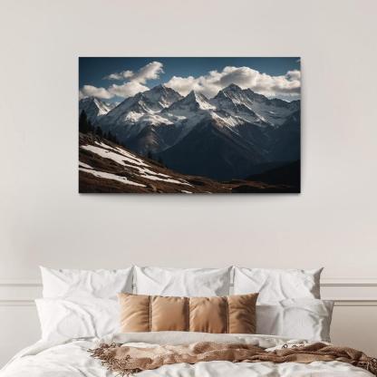 The Majestic Echo Of Rocky Mountains Oil Paintings Frame