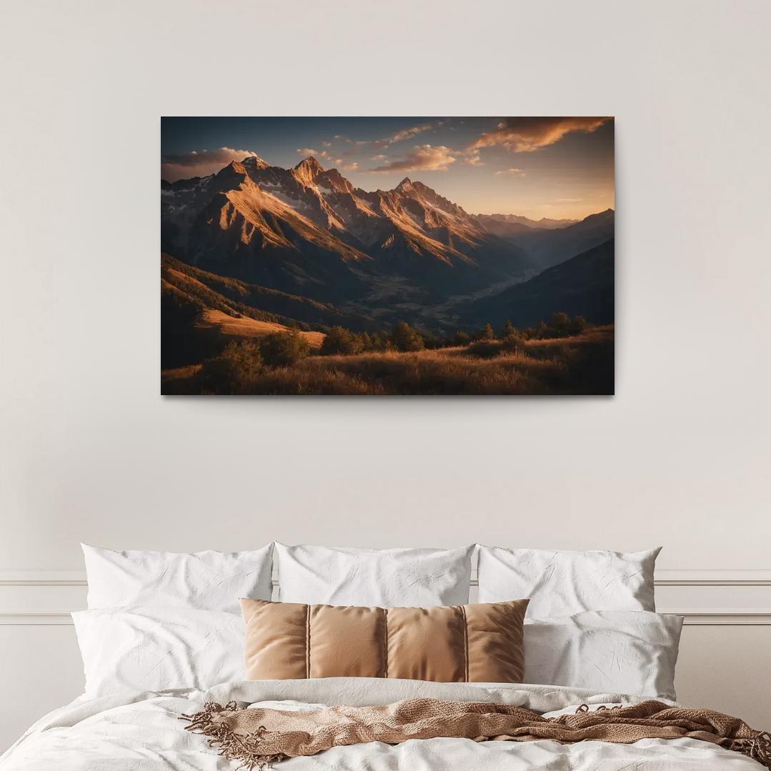 The Soft Glow Of Evening Mountain Shadows Oil Paintings Frame