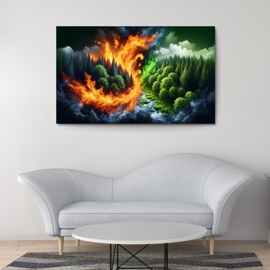 Flames of Awareness The Reality of Wildfires 1 Piece HD Canvas Wall Art-Original Frame